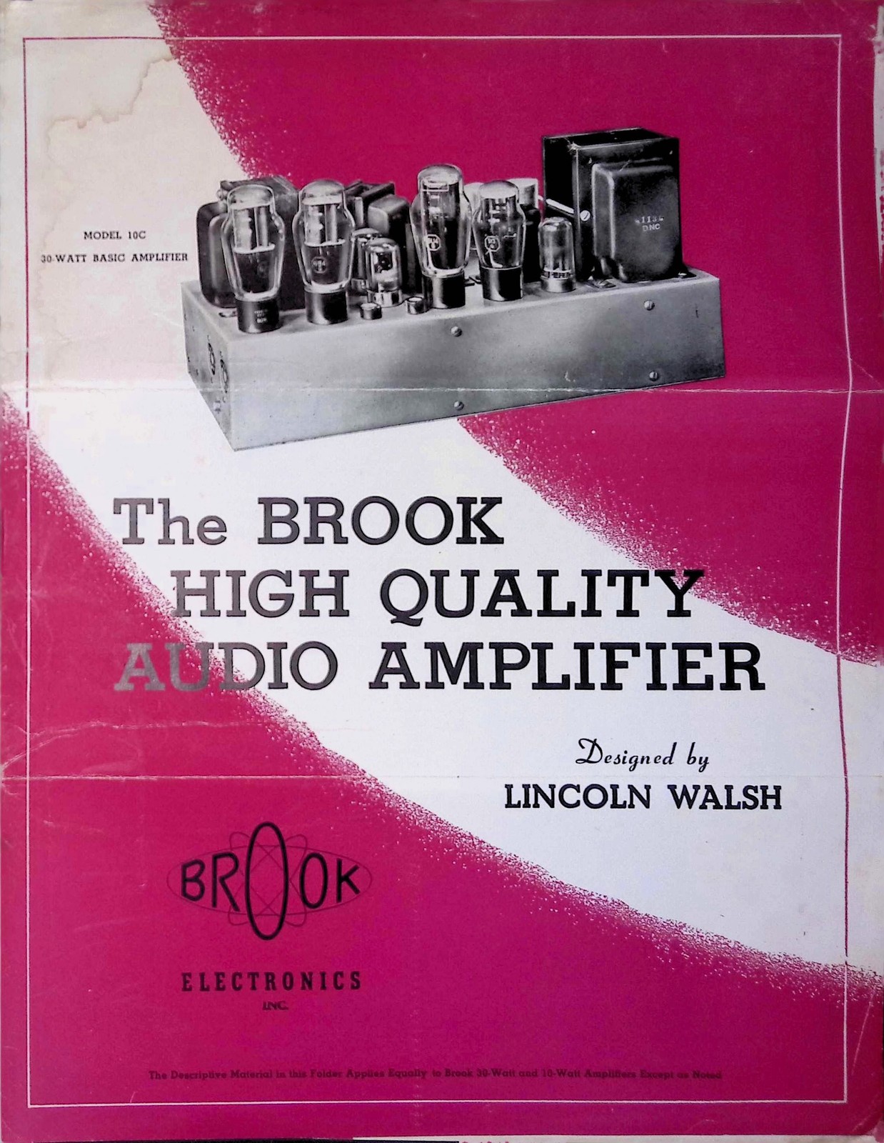 1950s Brook Electronics 30-Watt Amplifier Brochure Hi-Fi Audio Ephemera