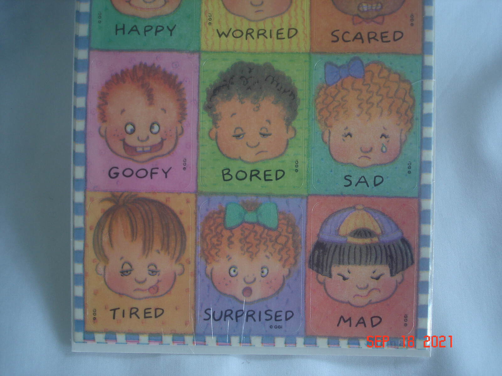 SEALED PKG. 1993 GIBSON GREETINGS CHILD FACES with SENTIMENTS STICKERS 4 Sheets
