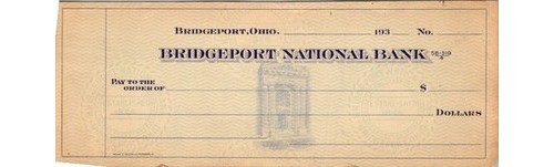 Bridgeport National Bank Check Belmont County Ohio 1900s Paper Americana