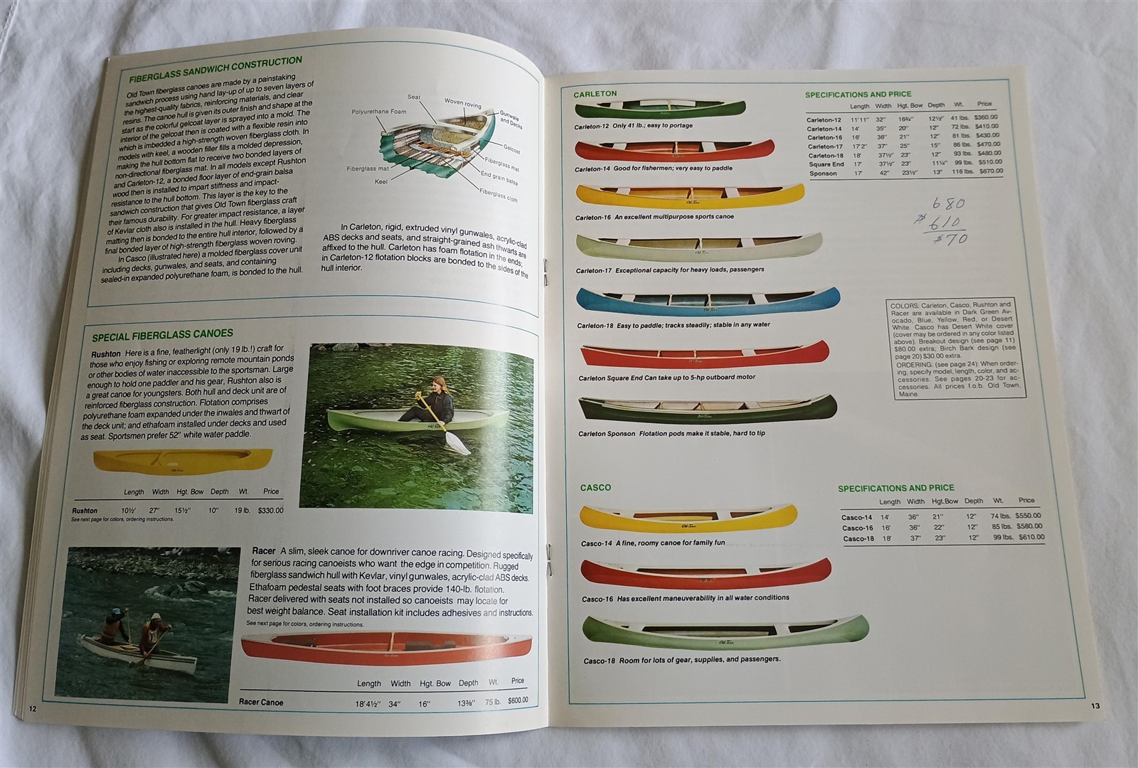 Vintage Old Town Canoe Company Lot Catalog Brochure 1977 1981 1982 1986