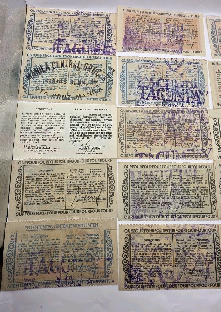 1970s Philippines Paper Collectible Vintage Sweepstakes.Lot Of 17.Used.