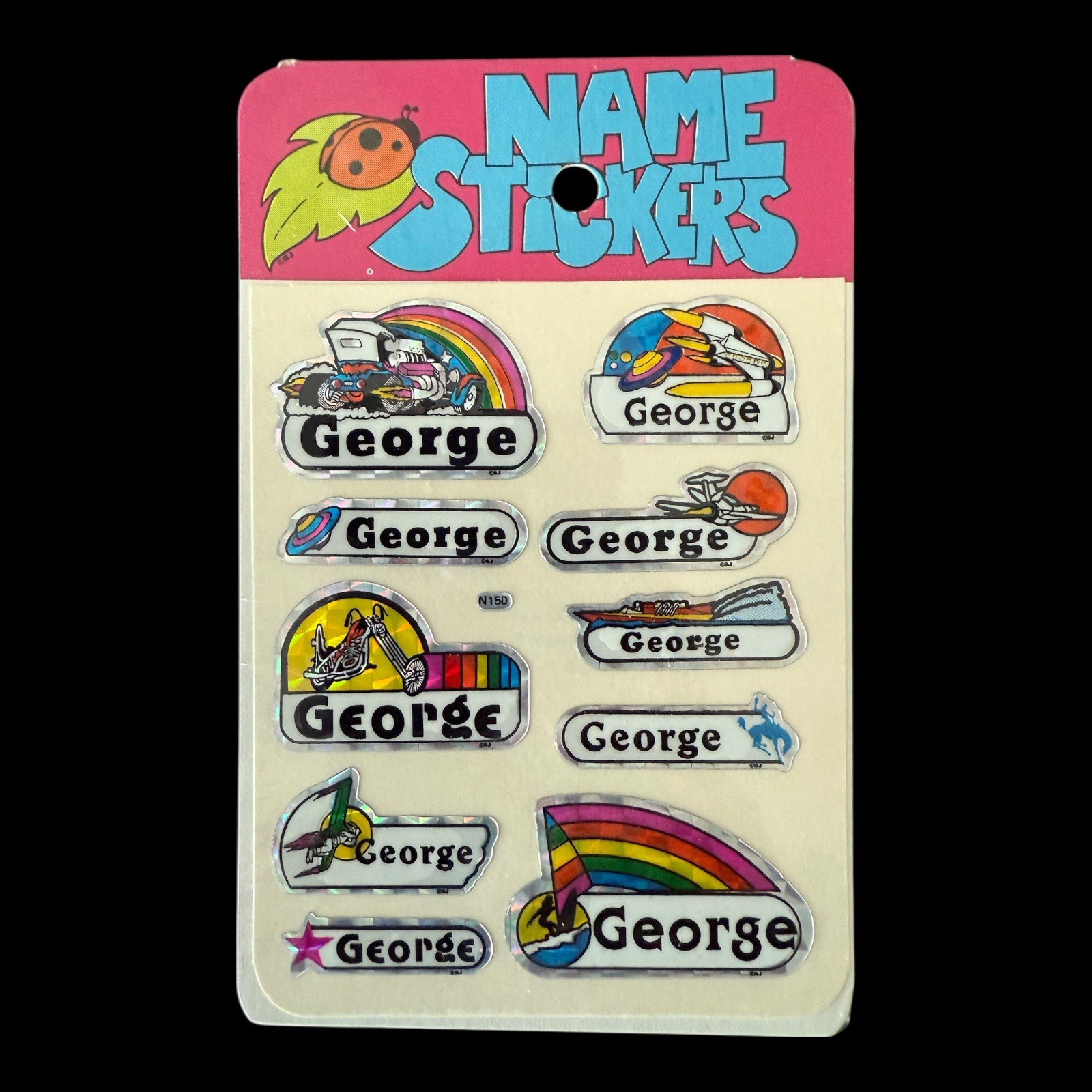 Lot of Vintage 80’s Personalized GEORGE Stickers – Puffy & Rainbow: New / Sealed