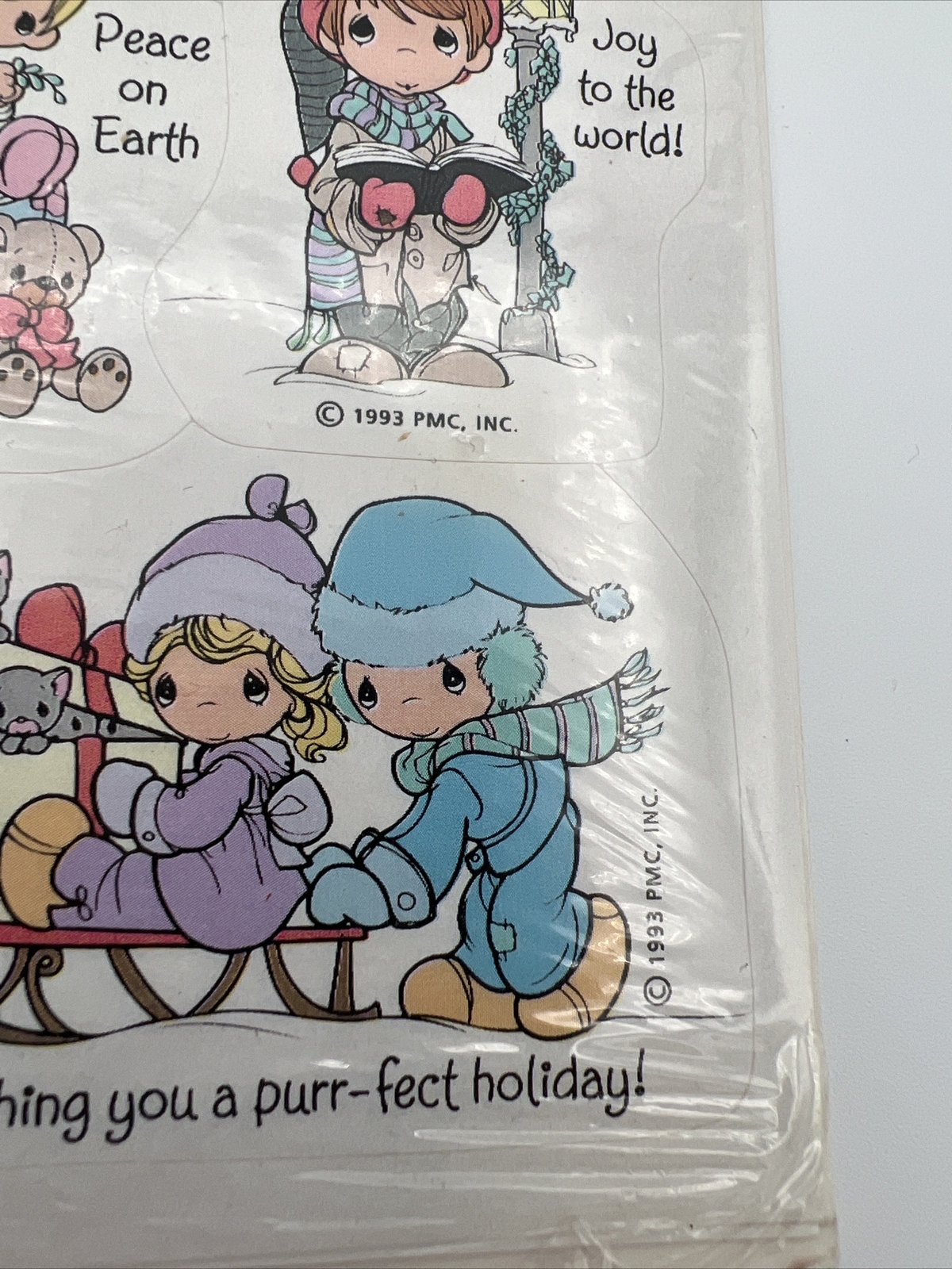 Vintage Hallmark Precious Moments Christmas Stickers 1993 4 Sheets NOS