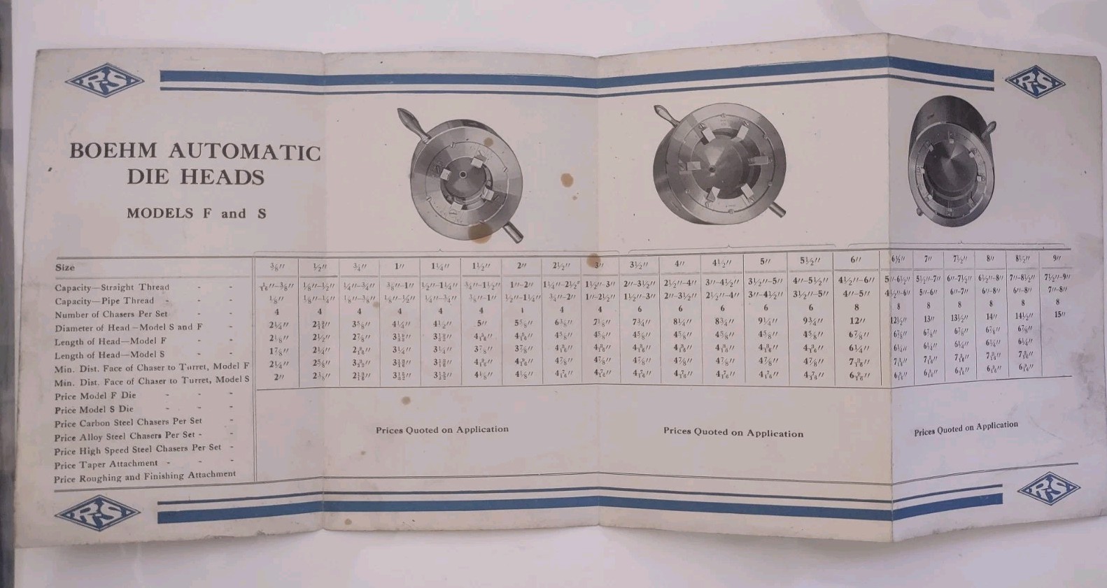 1940s Rickert-Shafer Manufacturers Erie PA Brochures Tapping Machines Die Heads