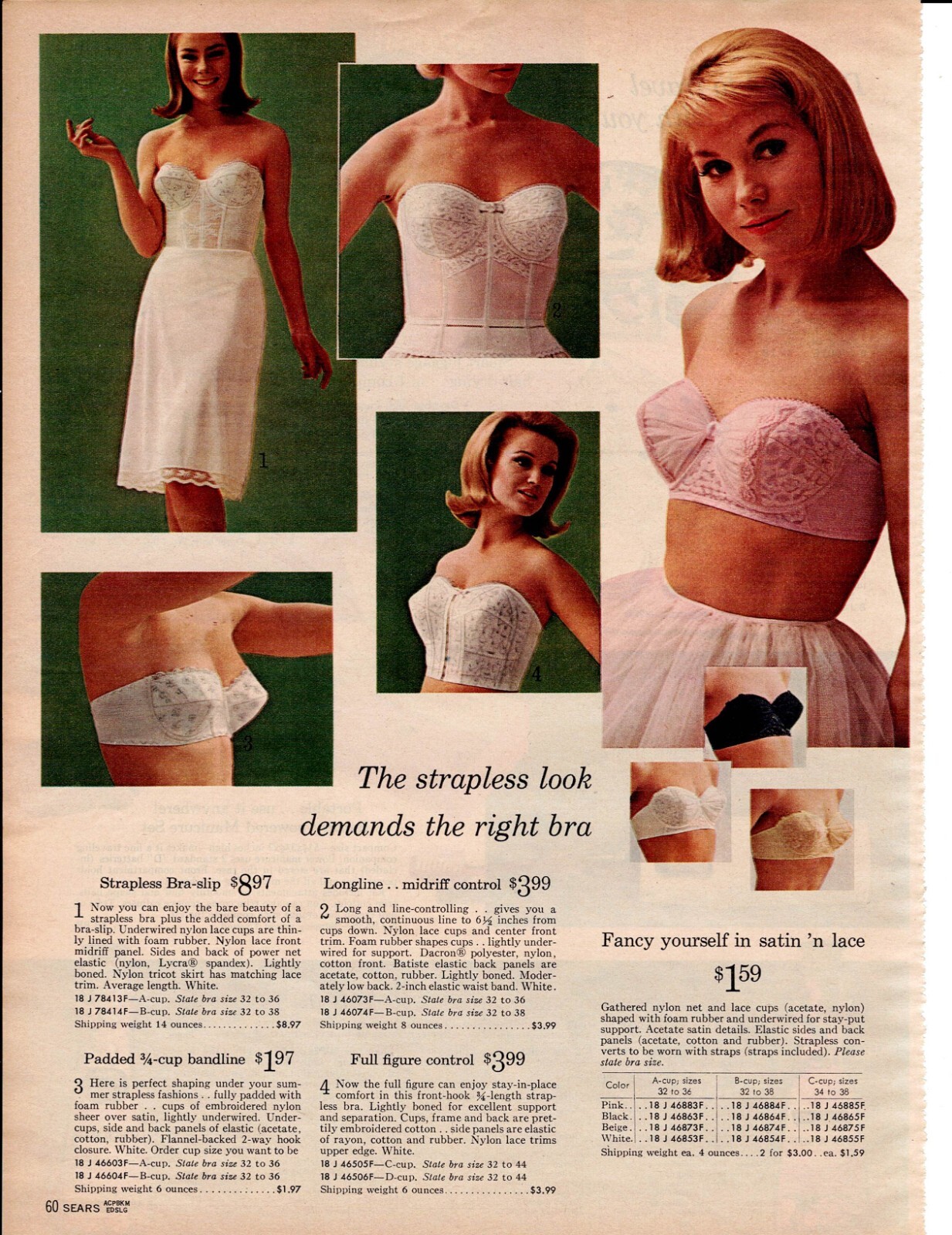 VINTAGE 60’S CATALOG LADIES SLEEPWEAR SLIPS BRAS PHOTO CLIPPING ADS PRINTS