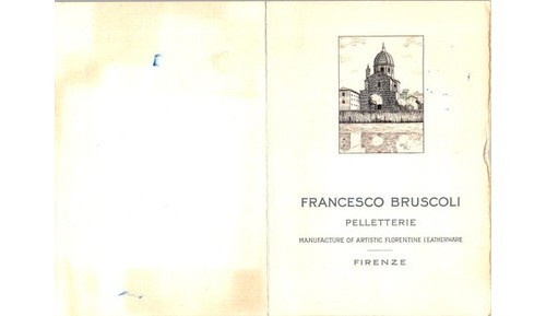 Francesco Bruscoli Leather Receipt & Folder 1958 Italy Florence Document