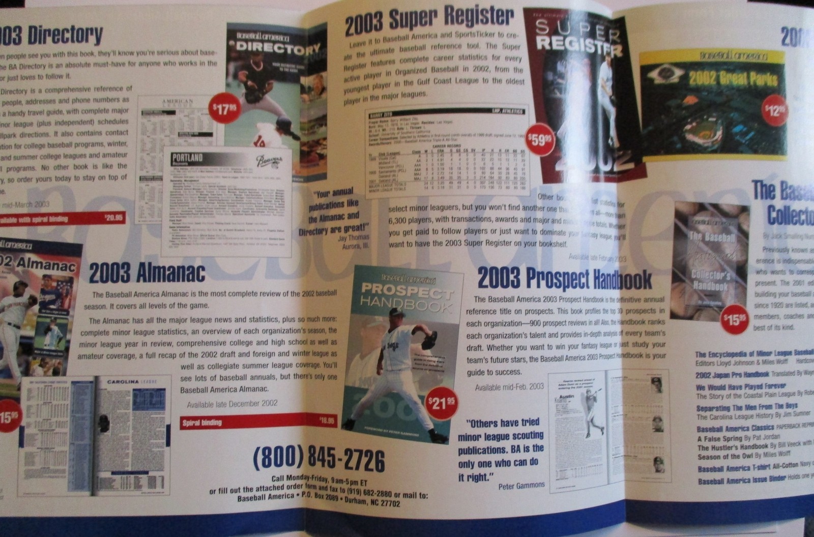BASEBALL AMERICA 2003 CATALOG BROCHURE – MARK PRIOR CHICAGO CUBS