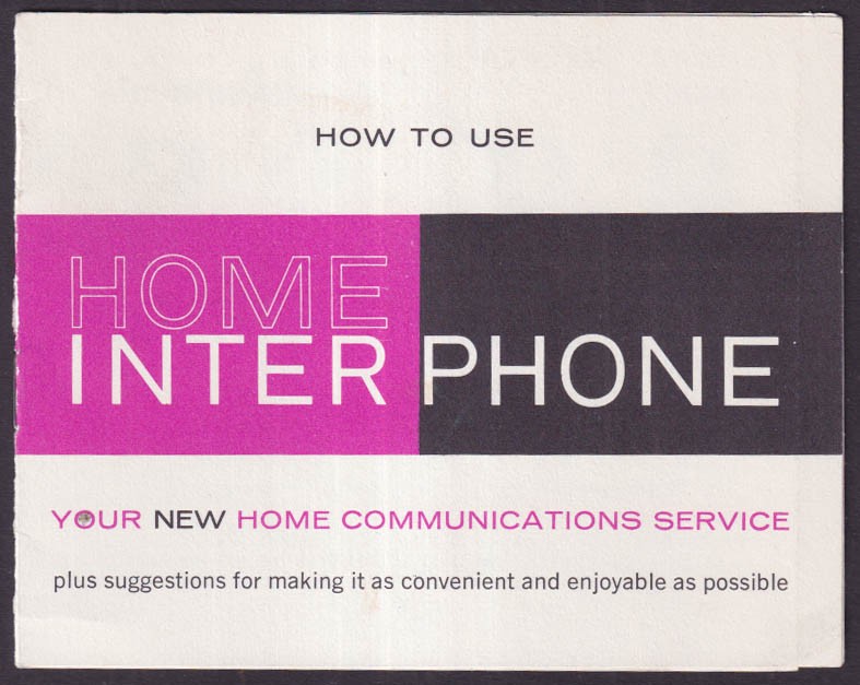 How to Use Bell Telephone Home Inter Phone Instruction booklet 1961