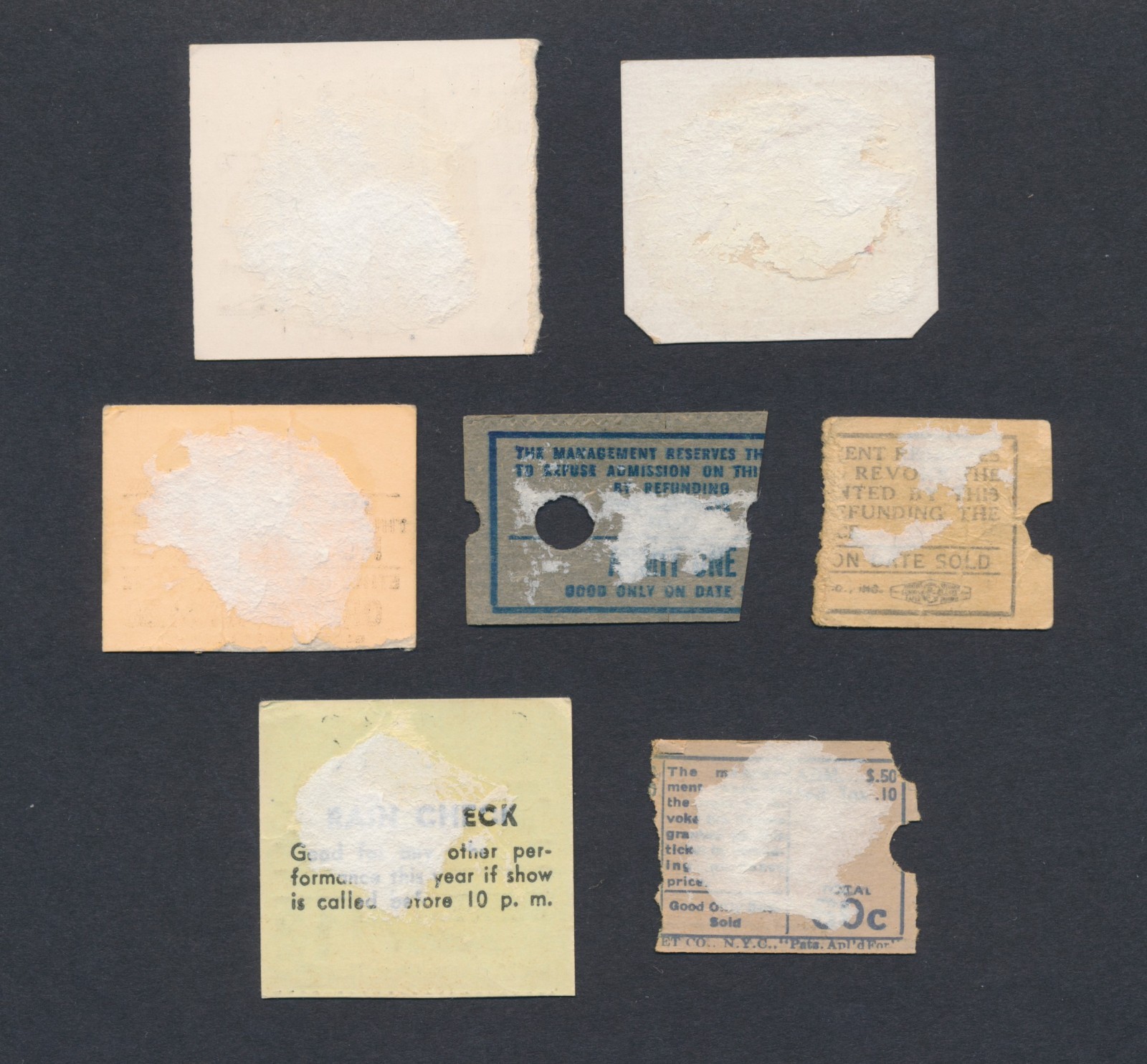 Lot of 7 Vintage 1940s-1950s New York and Other Theatre Ticket Stubs READ