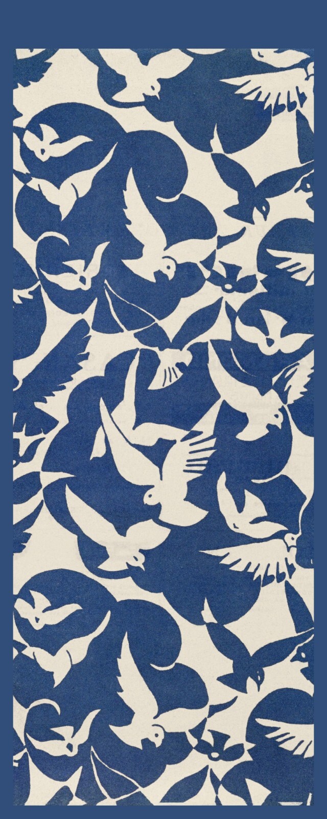 Ornamental Bird Motif in Blue – Laminated Photo Bookmark – 2.5 x 6 in