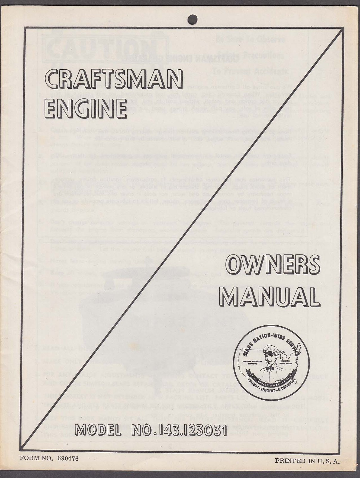 Craftsman 4-cycle Engine Owners Manual 1960s
