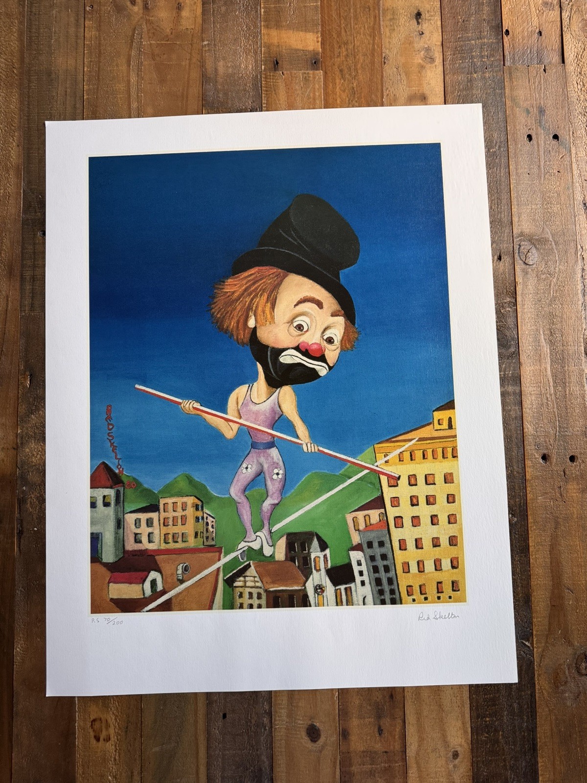 RED SKELTON SIGNED & NUMBERED “ABOVE IT ALL” CLOWN LITHOGRAPH PRINT 119/200