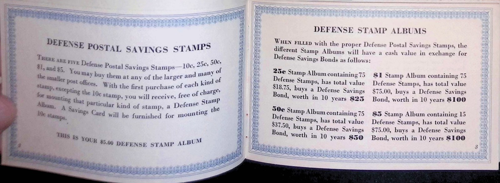 WWII 1940s US Defense Stamp Album Postal Savings Plan $5 Stamps $100 Bonds