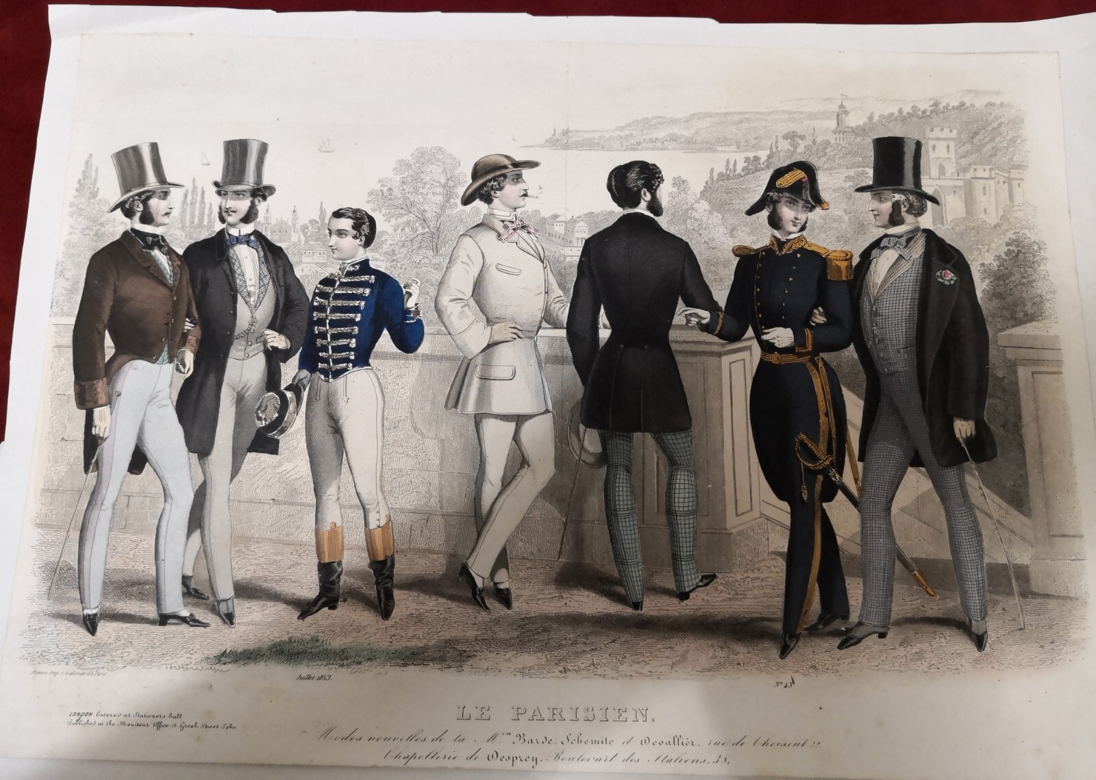 TWO ORIGINAL 19th Century FRENCH ANTIQUE PRINTS – MEN’S FASHION (Set B)