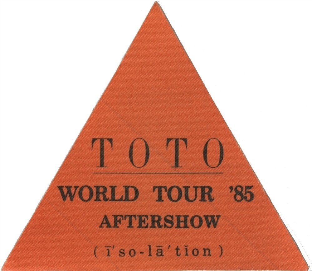 Toto 1985 Isolation concert tour collectible vintage After Show Backstage Pass