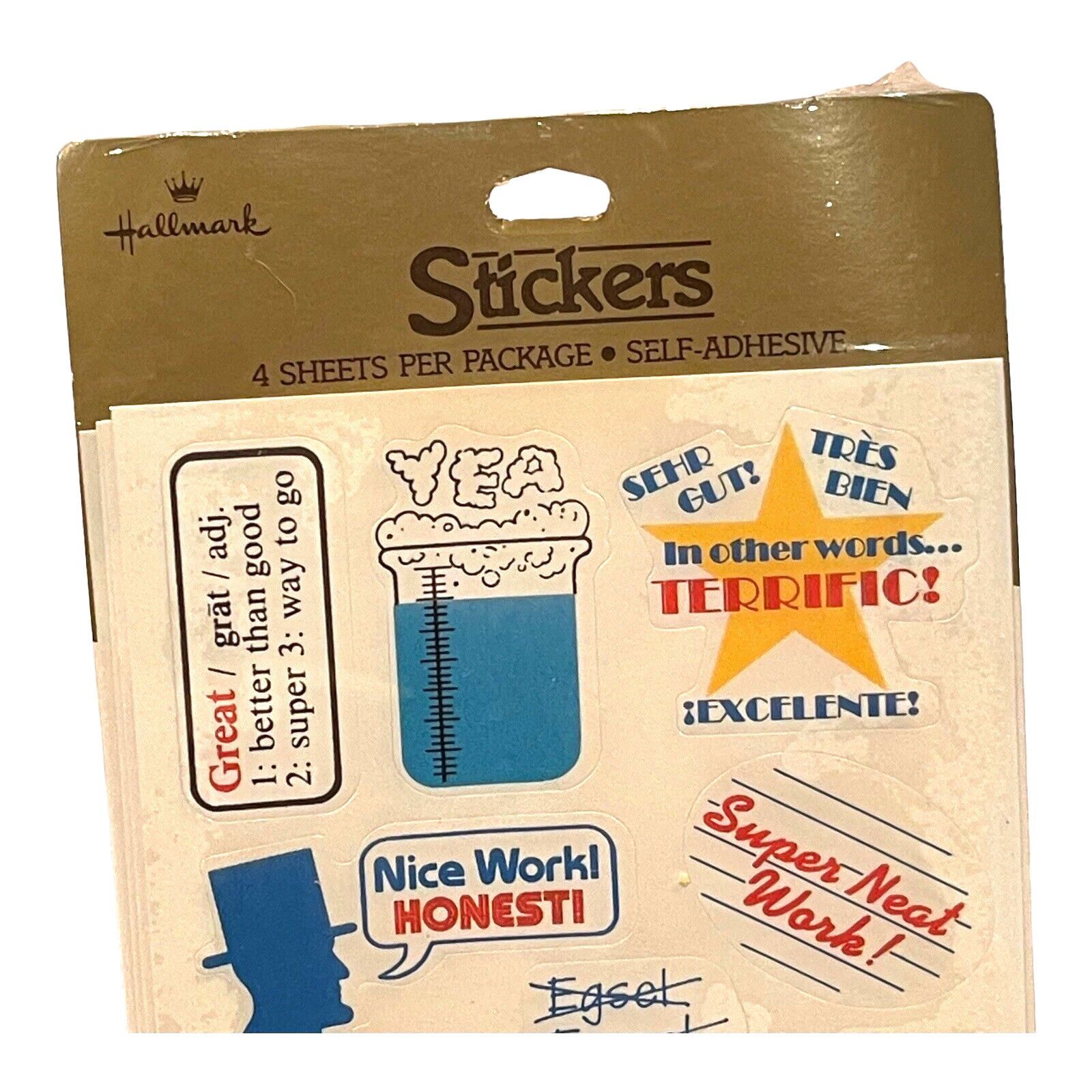 Hallmark Teacher Good Work Stickers 1983 NOS 4 Sheets Sealed