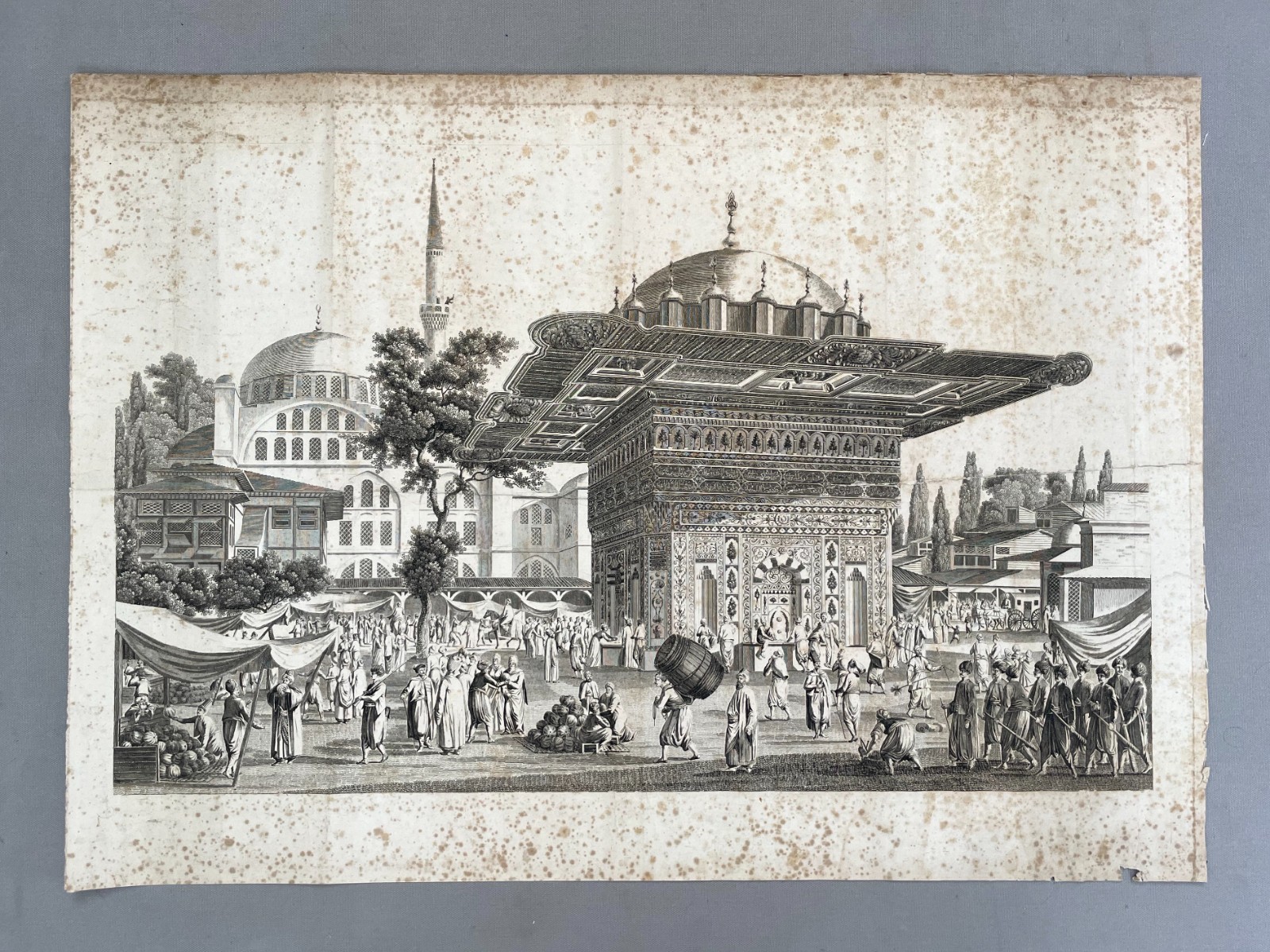 View of Top-Hané Square and Fountain, Engraving after Melling, 19th Century
