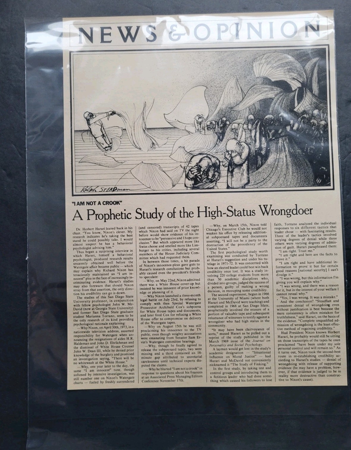 Ralph Steadman Cartoon News & Opinion Magazine Page Clipping 1974