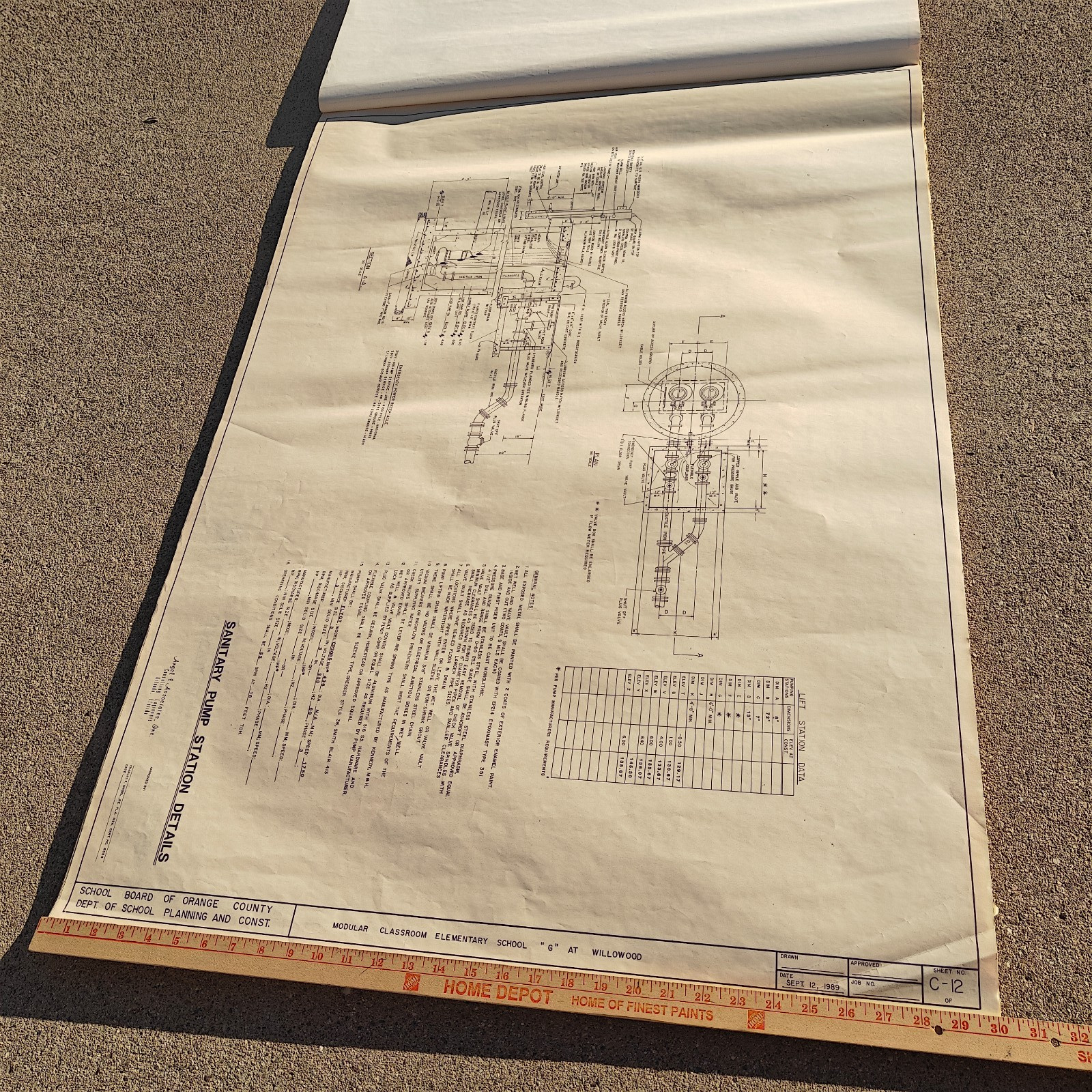 Orange County FL School Site Utility Blueprint Set 80 Sheets 42×30 Rare 1989 Atq