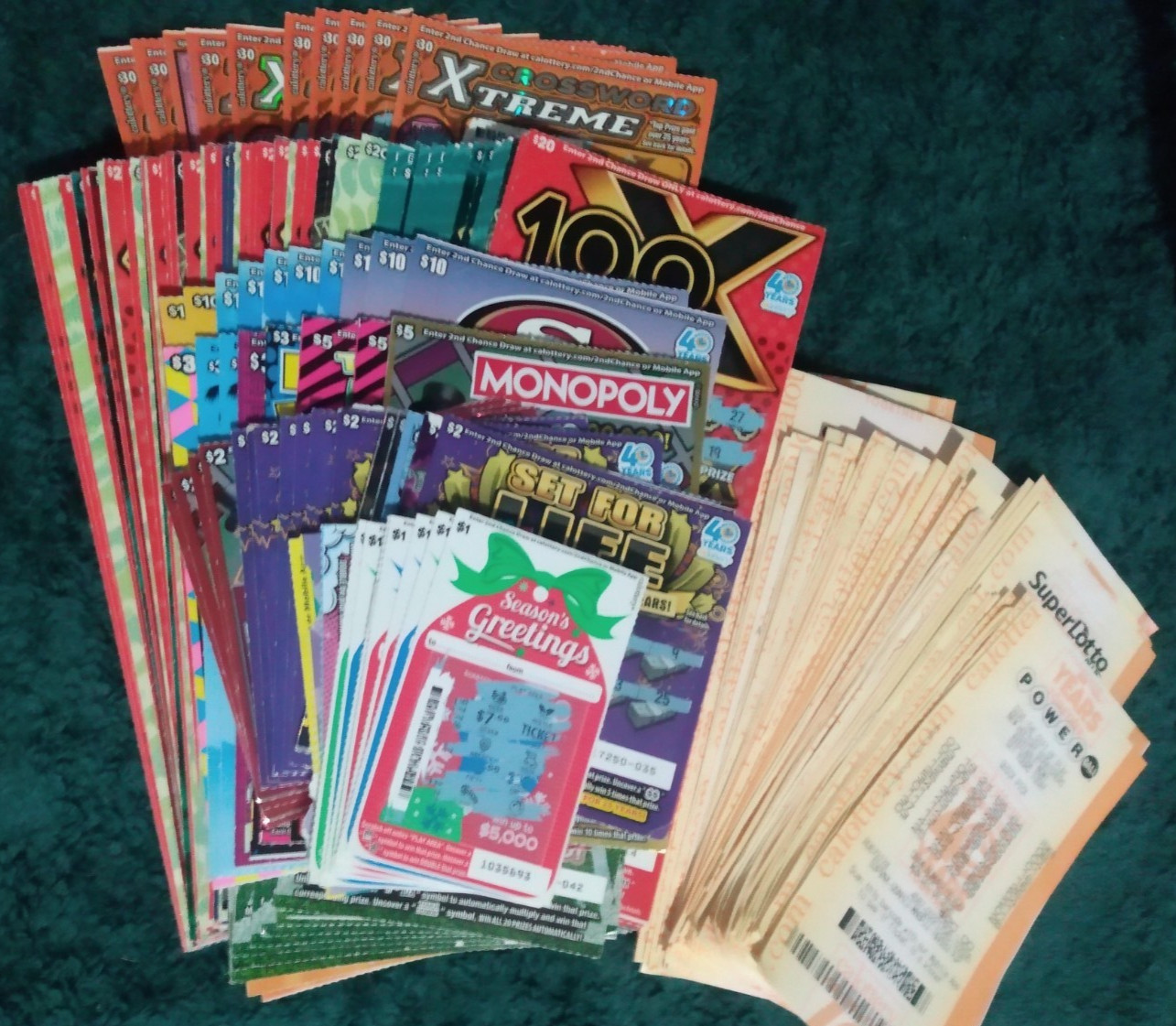 2025 California Lottery Tickets, Used/Non Winning (Face Value Over $2100)