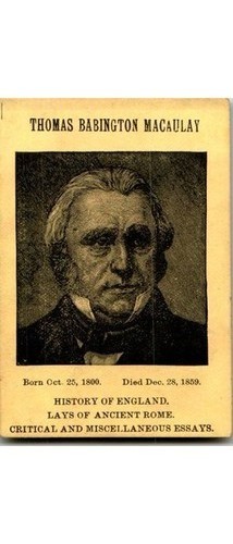 Thomas Babington Macaulay Trade Card 1830s History of England Victorian Era
