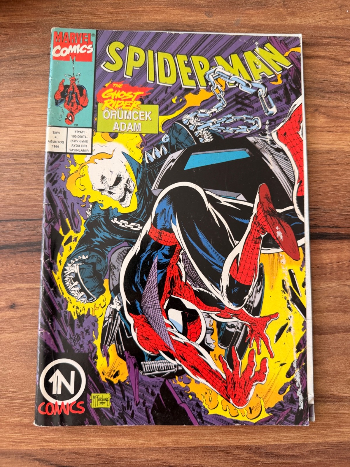 Spider-Man #4 Turkish Todd McFarlane Ghost Rider Marvel Rare Comic 1996