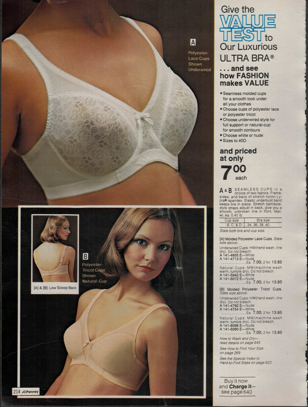 MID-1970S JCPENNEY CATALOG LINGERIE & BRA CLIPPING FREE SHIPPING!