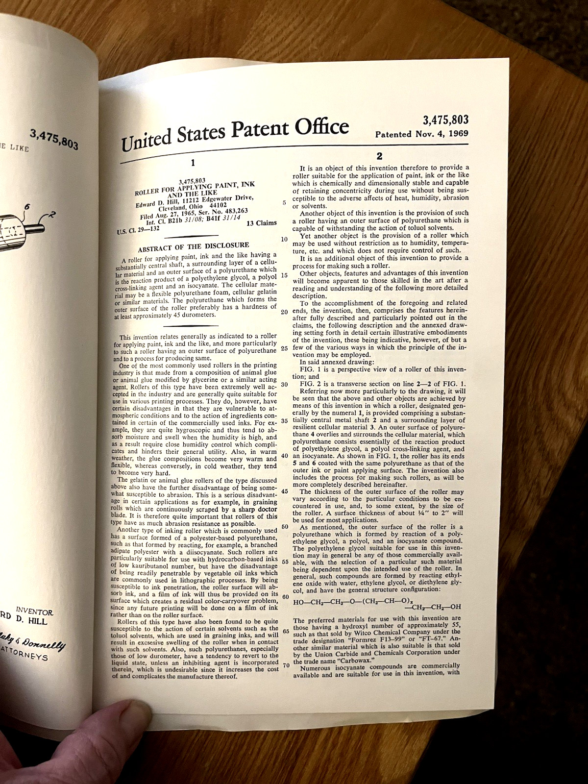 1969 United States of America Patent Office Granted Patent Papers NICE
