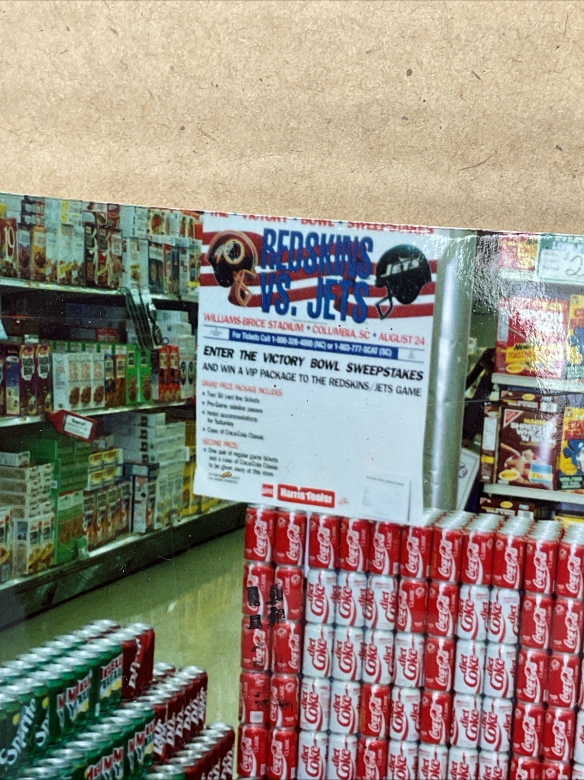 1991 Harris Teeter Coca Cola Advertising Display Redskins Vs Jets Victory Bowl