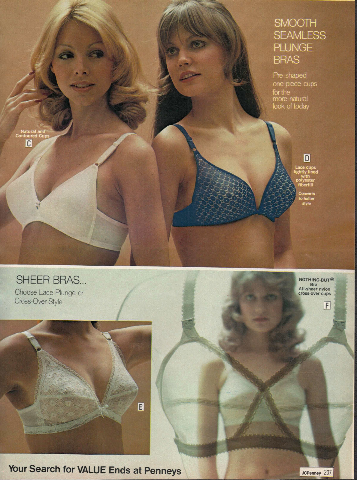 MID-1970S JCPENNEY CATALOG LINGERIE & BRA CLIPPINGS PAPER ADS PRINTS