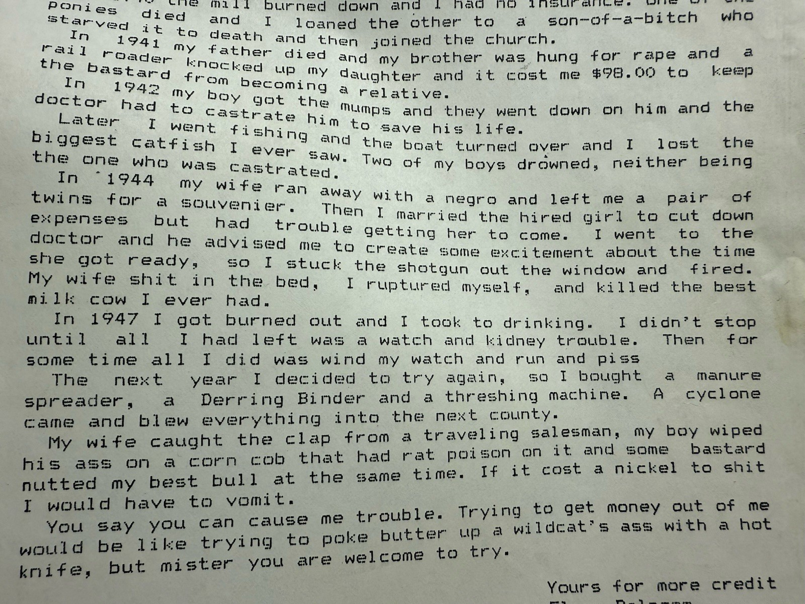 VTG HILARIOUS Sears Roebuck and Co Letter Unpaid Customer Story