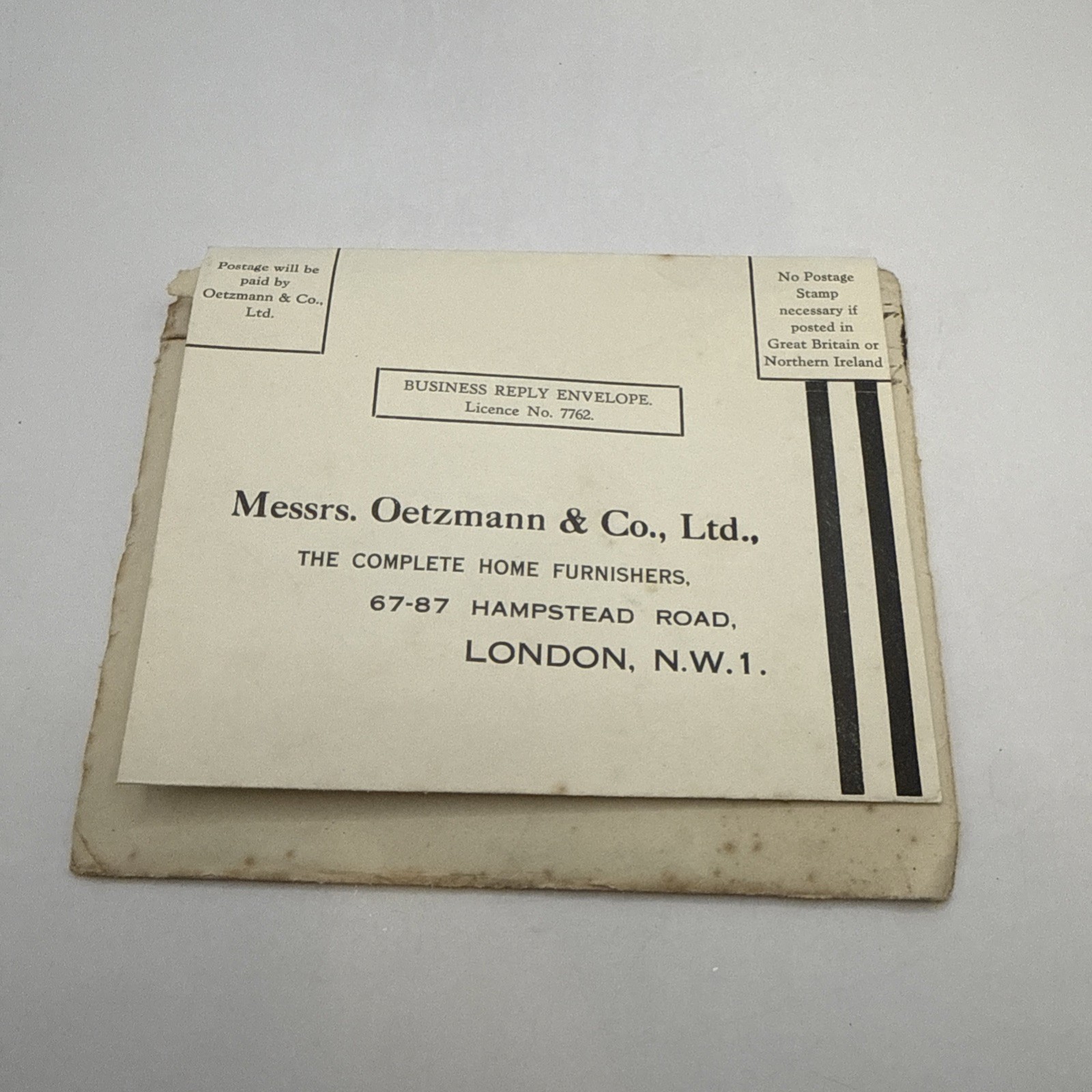 1936 LETTER & PRE-PAID ENVELOPE OETZMANN & Co LONDON