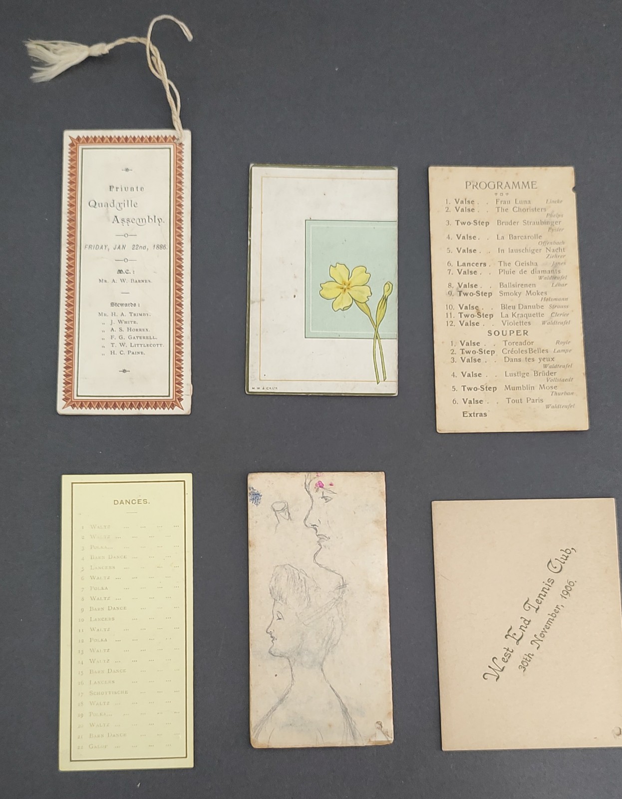 Lot of 10 Victorian Edwardian Dance Cards antique Leap Year Wharncliffe Hall