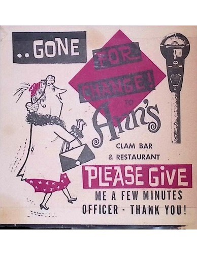 Ann’s Clam Bar West Orange NJ Parking Card Advertisement ~1950s
