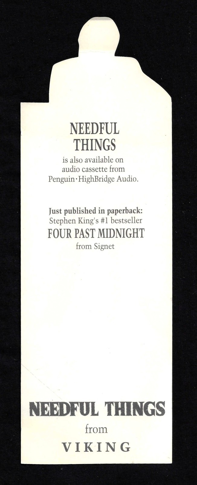 STEPHEN KING “signed” Needful Things (1991) promotional piece