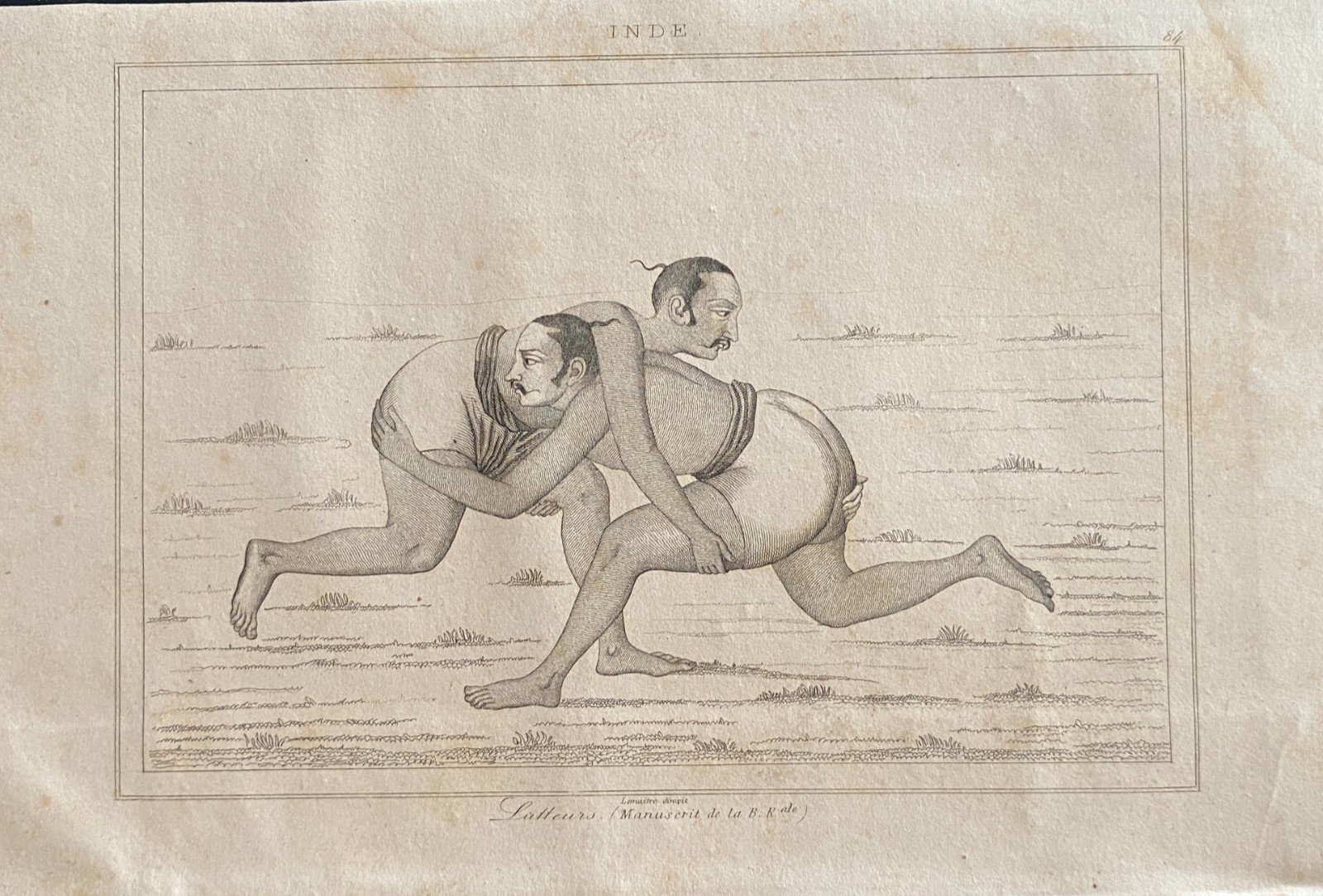Engraving India 1843 “Indian Wrestlers”