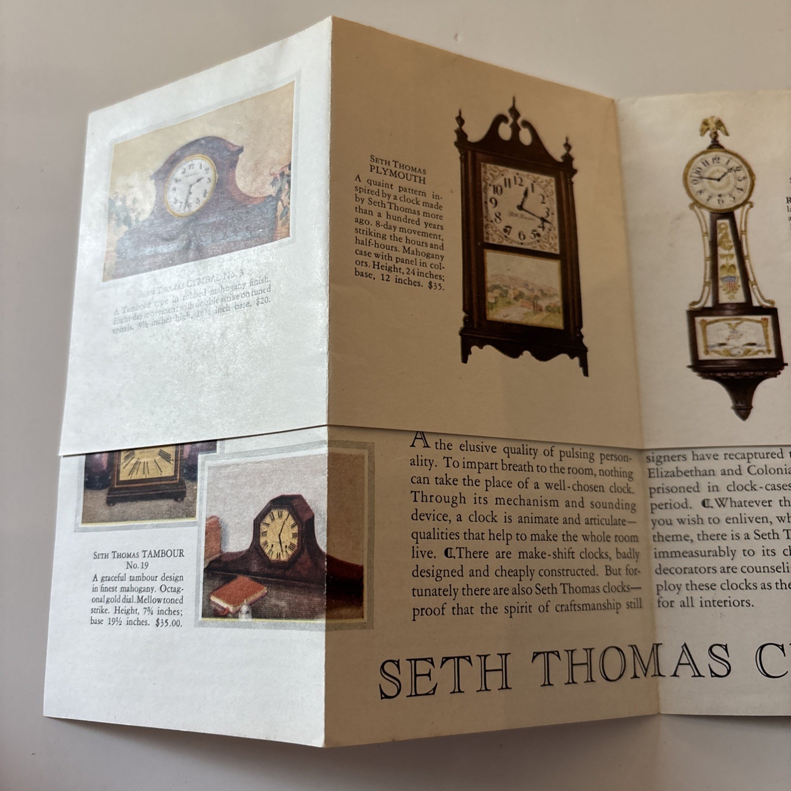 Early 1900s Brochure AD SETH THOMAS CLOCKS