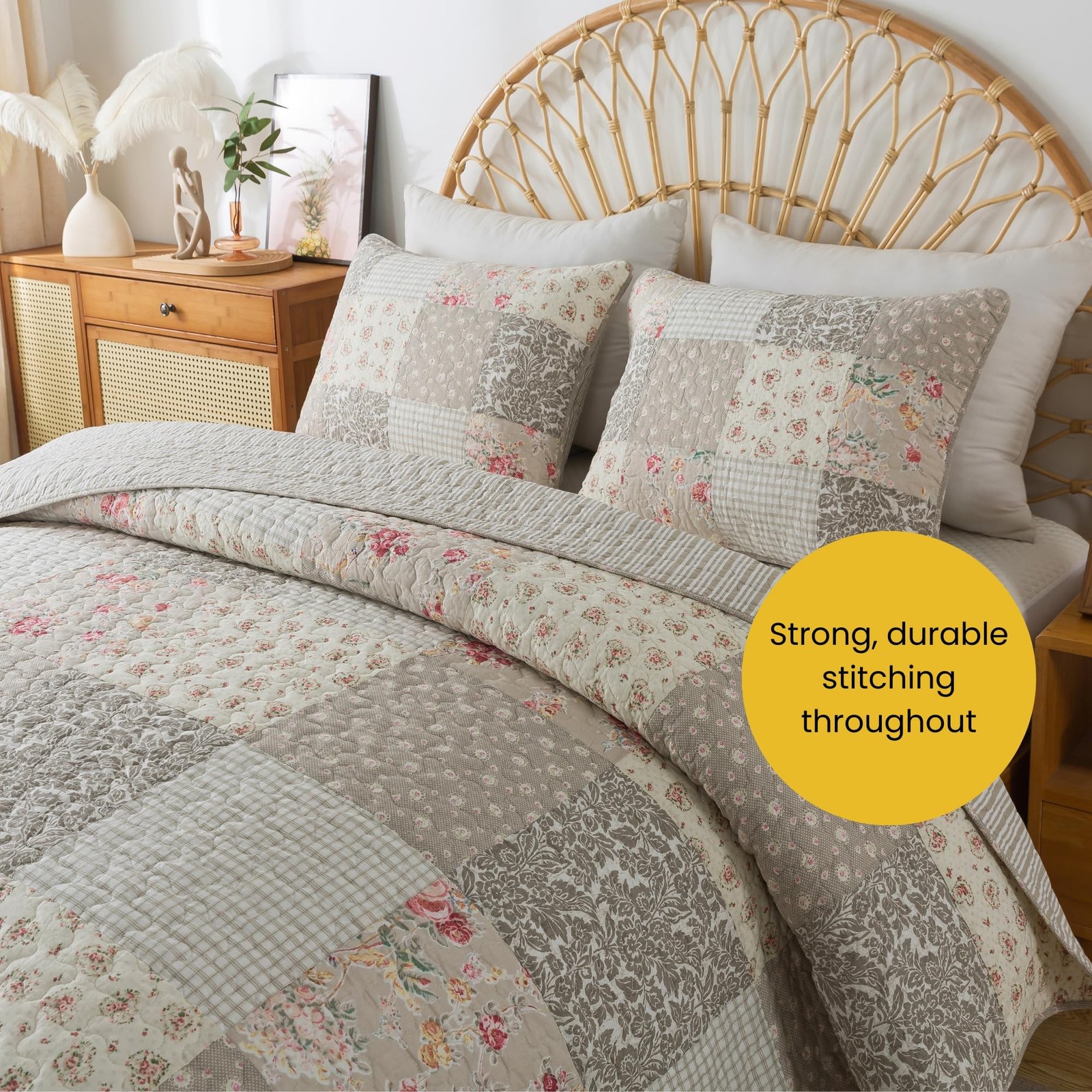 SLPR Walk in The Cotswolds Patchwork Cotton Pieced Quilt Set – Queen Size wit…