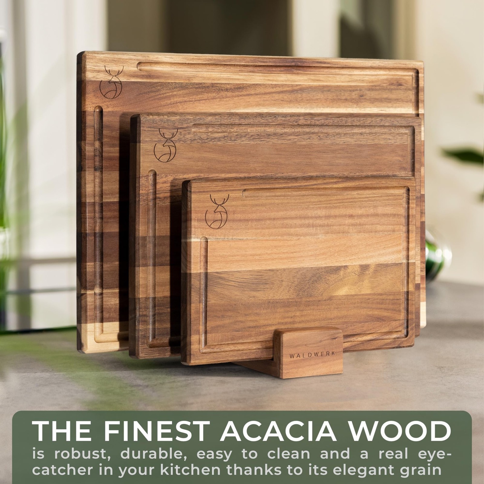WALDWERK Cutting Board Set (15.75 x 12/13 x 9.5/10 x 7 in) out of Solid Acaci…