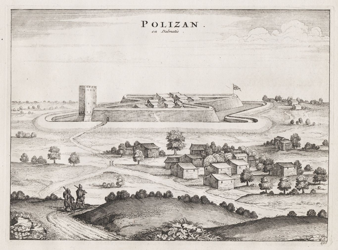 Polaca Zadar Croatia Dalmatia Engraving Map Blaeu Mortier 1724