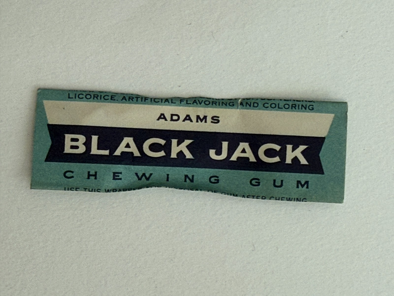 Vintage Adams Black Jack Chewing Gum Paper Wrapper, non-oval