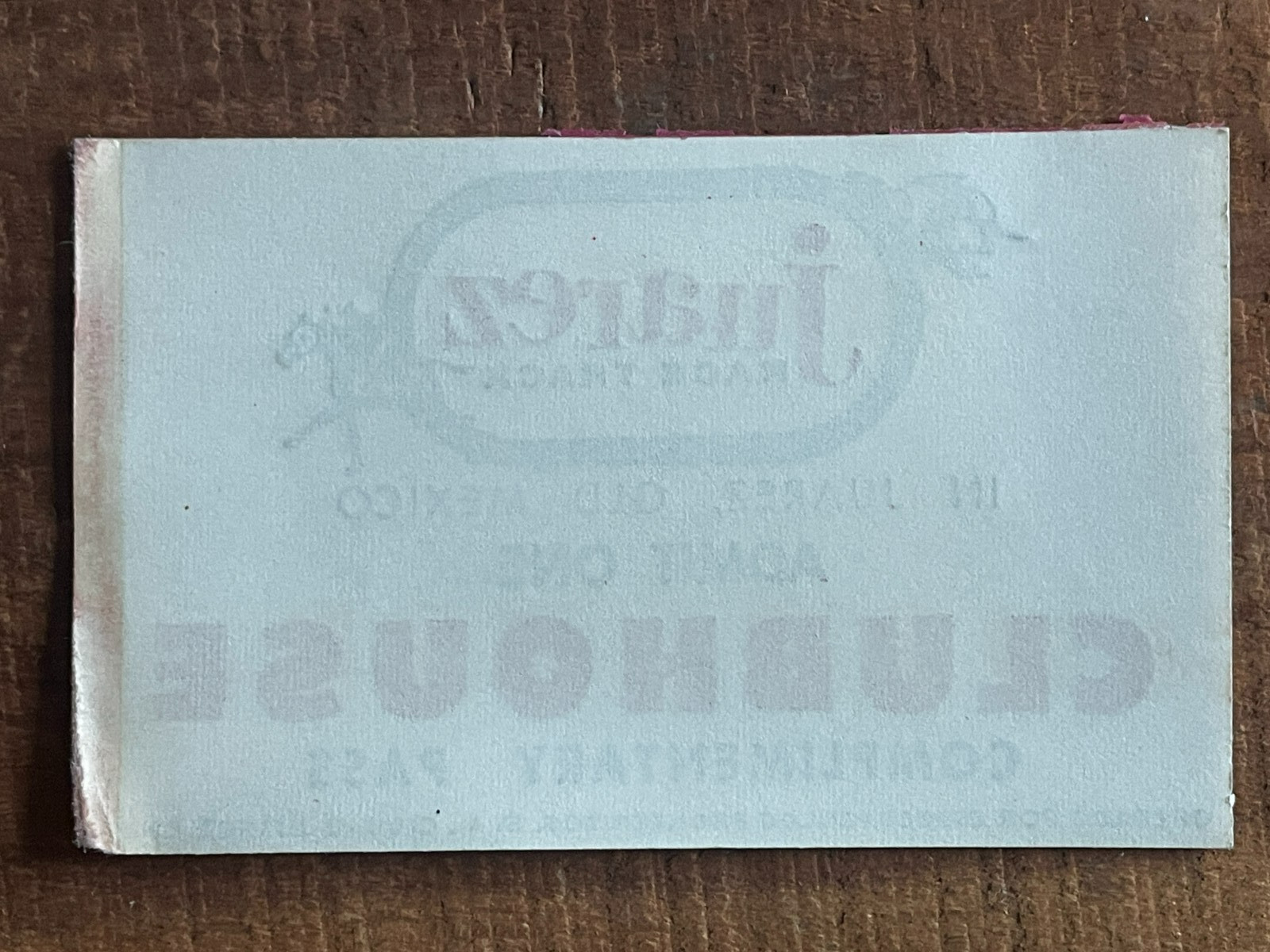Vtg Juarez, Mexico Race Track CLUBHOUSE Complimentary Pass Ticket Horses & Dogs