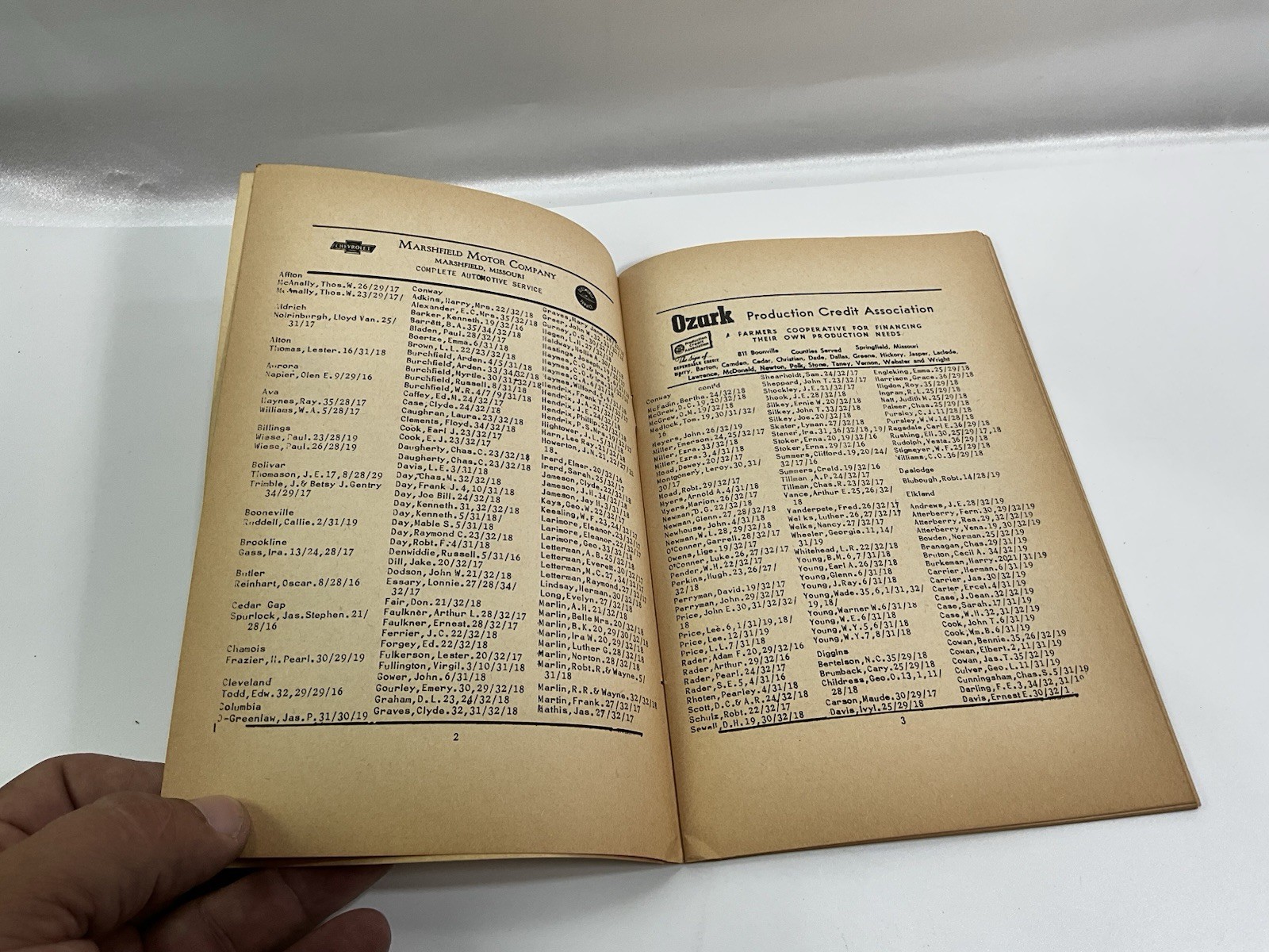Vintage Webster County Missouri Farm Directory Marshfield Seymour Ford Ads