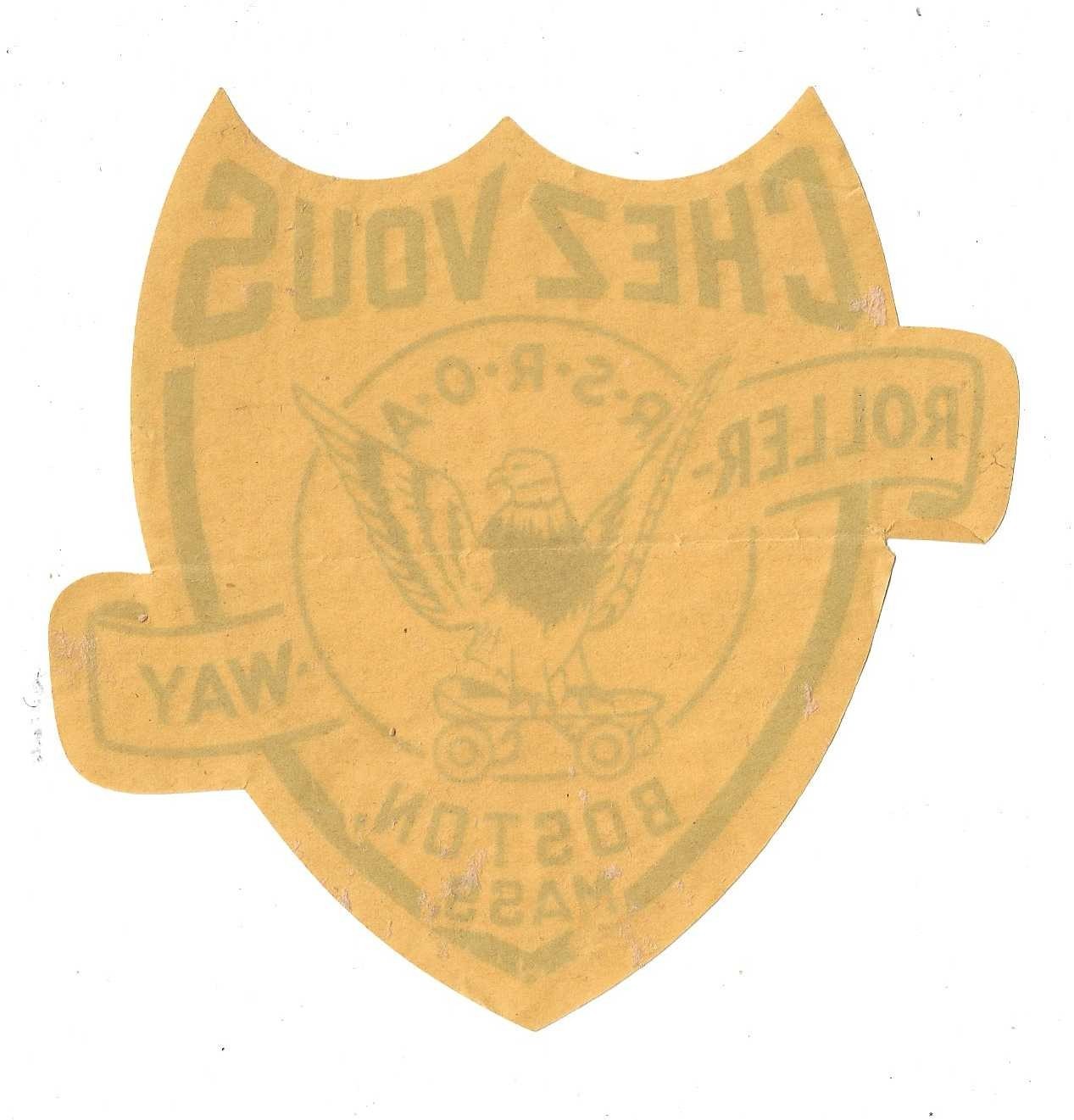 Roller Skating Rink Label CHEZ VOUS~Boston Mass~Eagle on Skate c1950s~VG