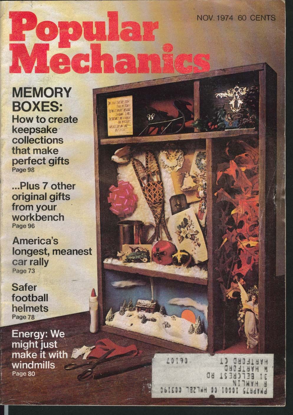 POPULAR MECHANICS Christmas gifts Konica camera Velvetizing Homelite 11 1974