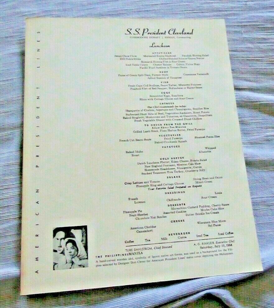 VINTAGE MENU FILIPINA PHILIPPINES IGOROT NATIVE ART COVER BY DON CLEVER 1954