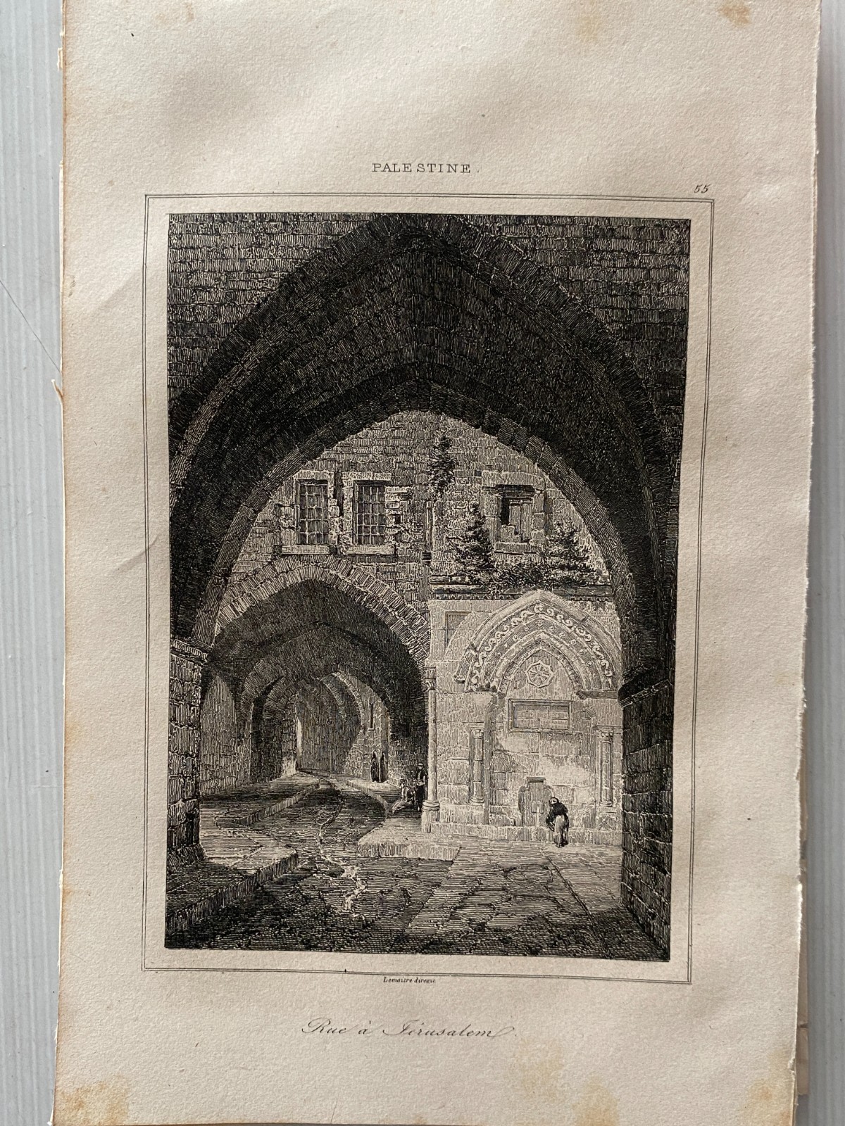 19th Century Palestine Engraving “Rue A Jerusalem”