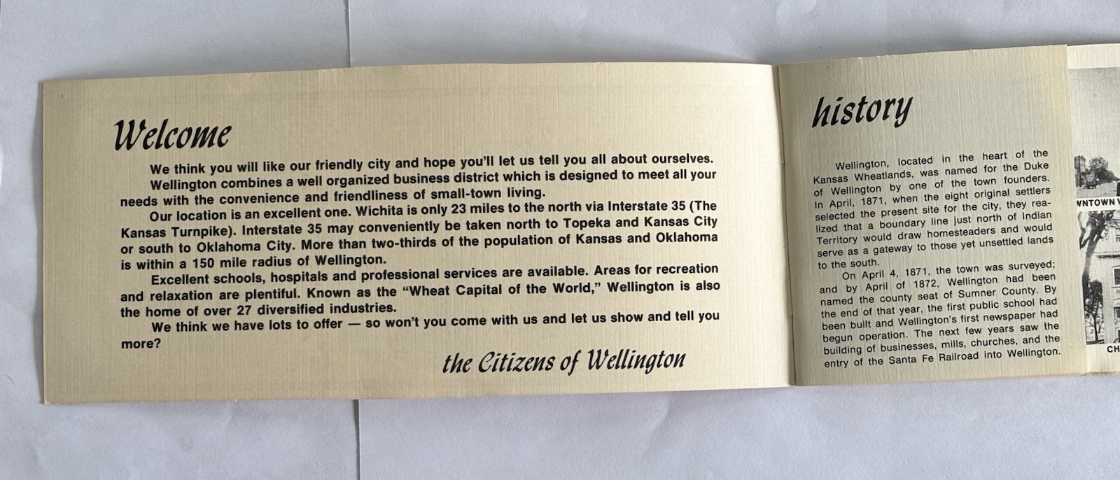 Vintage Wellington KS Travel Brochure Chamber of Commerce Wheat Capital of World