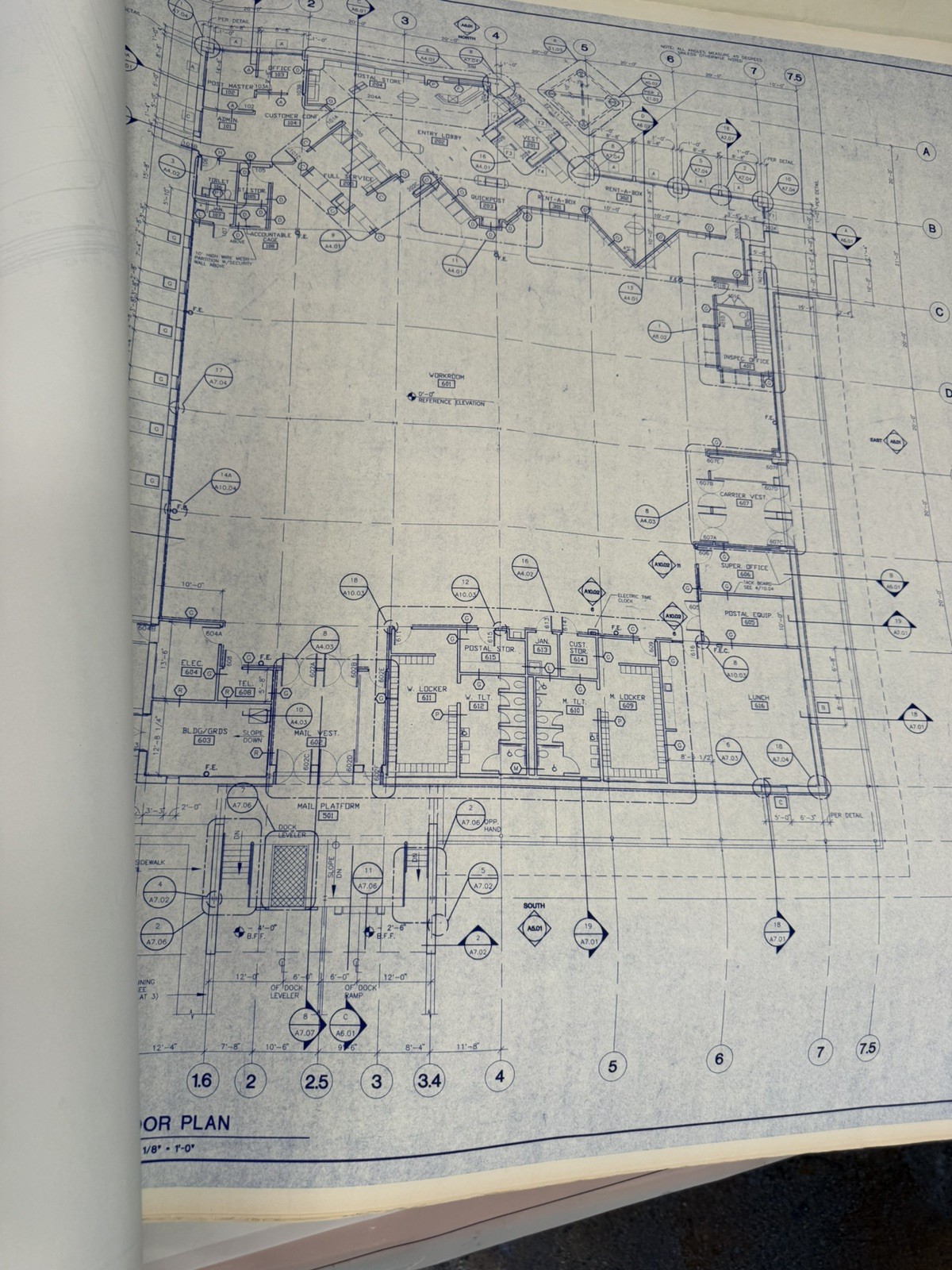 Vintage 1996 USPS post office Blueprint Set – Collegeville, Pa architectural