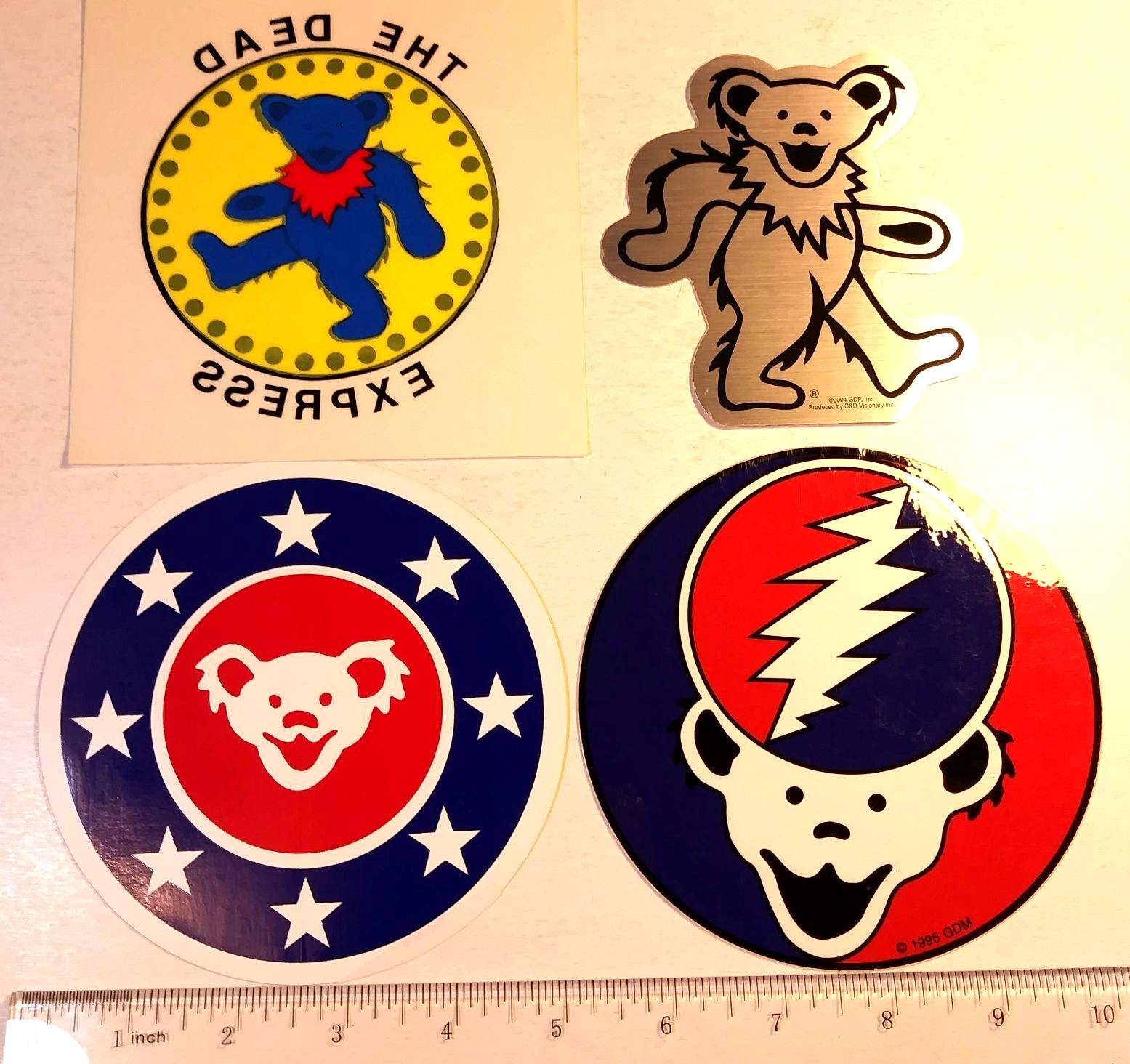 Grateful Dead STICKER LOT 4 Vintage Official GDM 1995 2004 GDP Chrome Rare